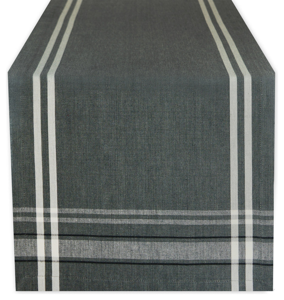 DII Gray Chambray French Stripe Table Runner 14"x108"
