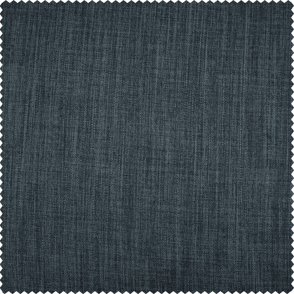 Faux Linen Grommet Room Darkening Curtain Single Panel, Reverie Blue, 50w X 96l