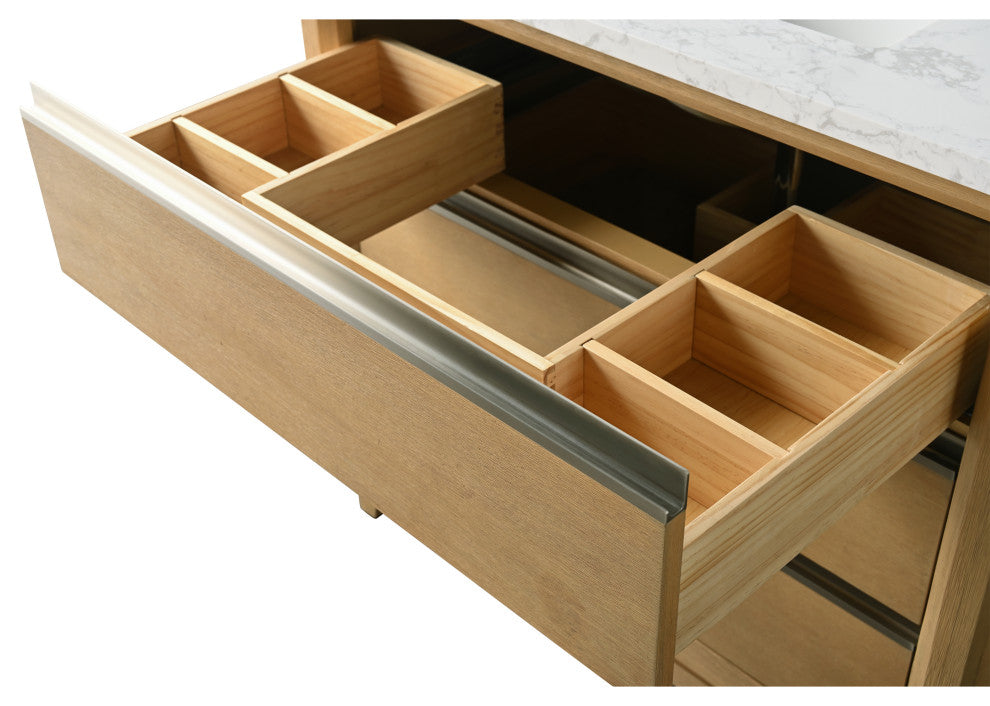 Vanity Art Bathroom Vanity With Sink, Natural Oak, 36" Single