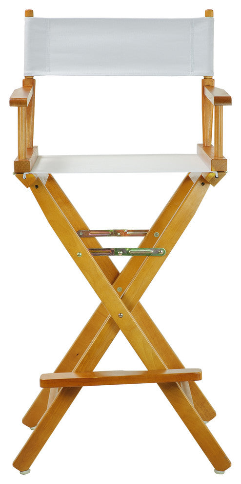 030" Director's Chair Honey Oak Frame-White Canvas