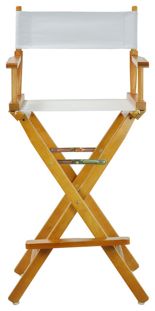 030" Director's Chair Honey Oak Frame-White Canvas