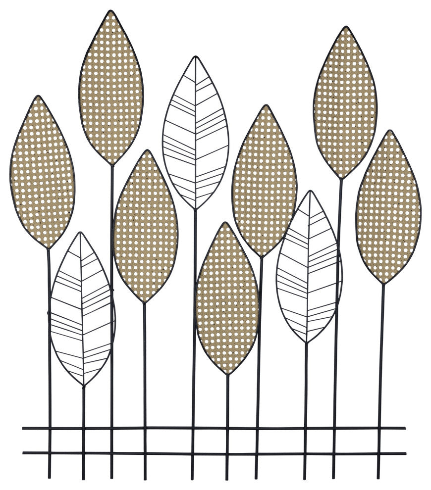 Metal Flower and Leaves Wall D"cor