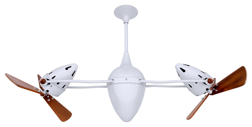 Ar Ruthiane Rotational Ceiling Fan With Mahogany Blades, Gloss White