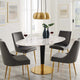 60" Dining Table, Oval, White Gold, Metal, Modern Cafe Bistro Hospitality