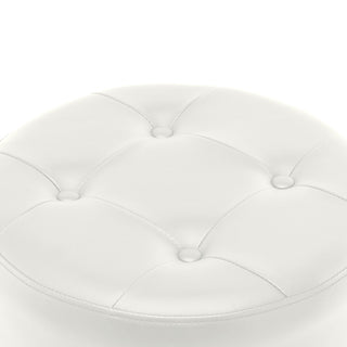 Round Swivel Faux Leather Vanity Stool, White, Standard