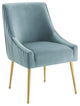 Discern Pleated Back Upholstered Performance Velvet Dining Chair Light Blue