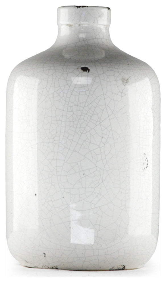 Distressed Crackle White Vase
