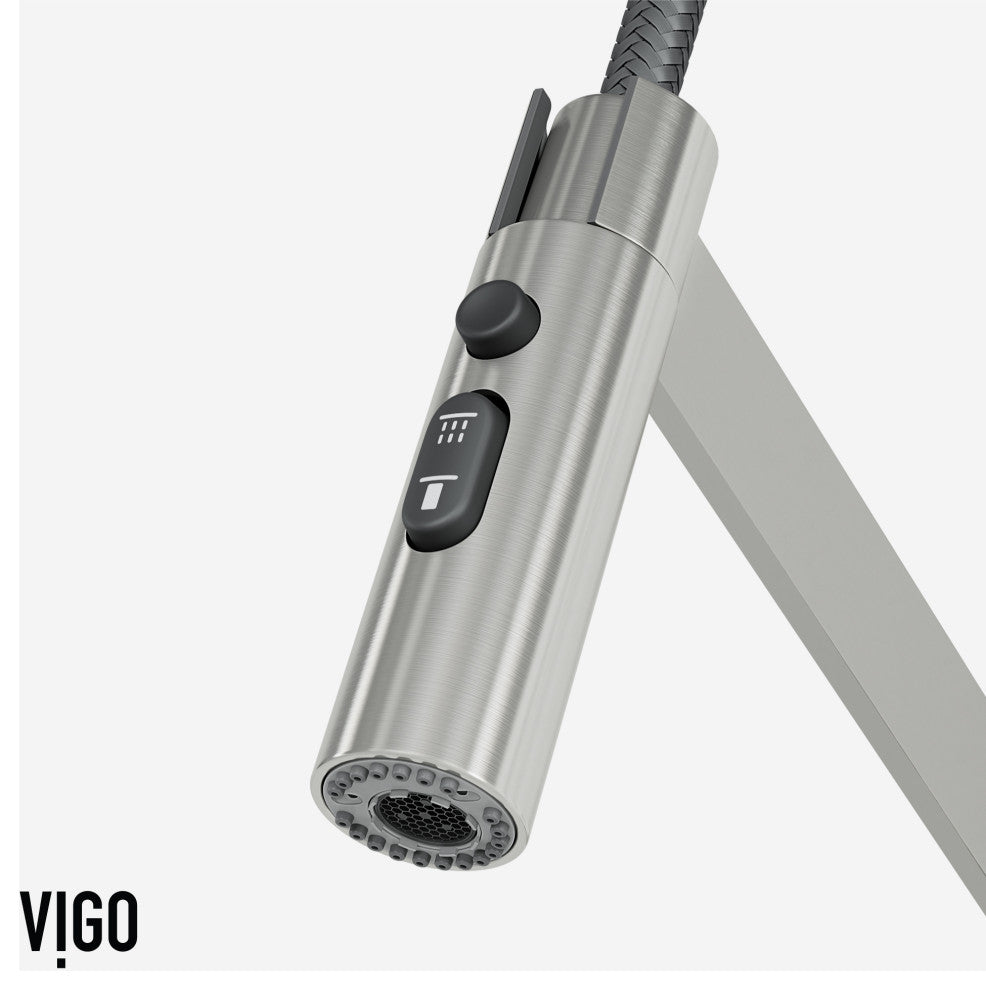VIGO Edison Pro 20" H Single Handle Pull-Down Sprayer Kitchen Faucet, Stainless Steel