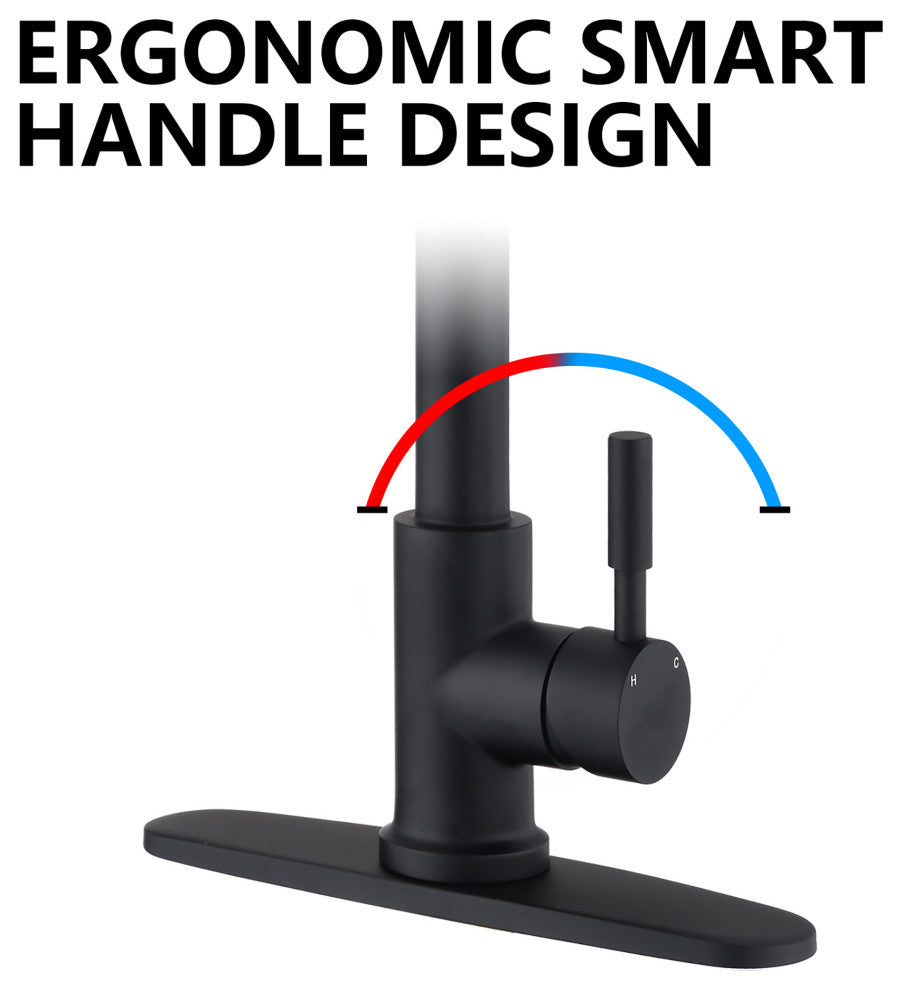Single Handle Deck Mounted Spring Neck Kitchen Faucet with Pull Down Sprayer , M