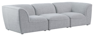 Miramar Linen Textured Fabric Upholstered 3-Piece Modular Sofa, Grey