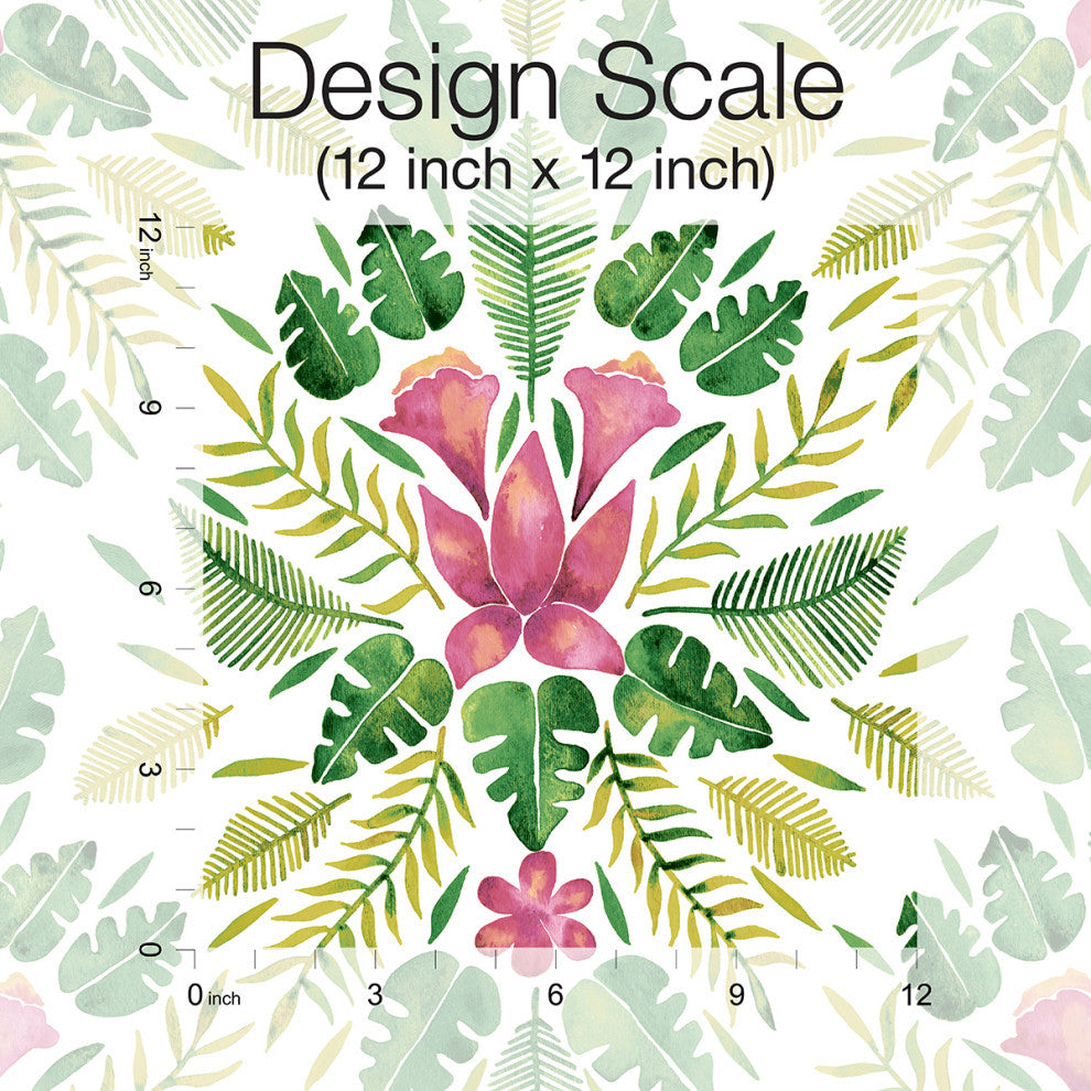 Green & Pink Green Cat Coquillette Tropical Peel & Stick Wallpaper