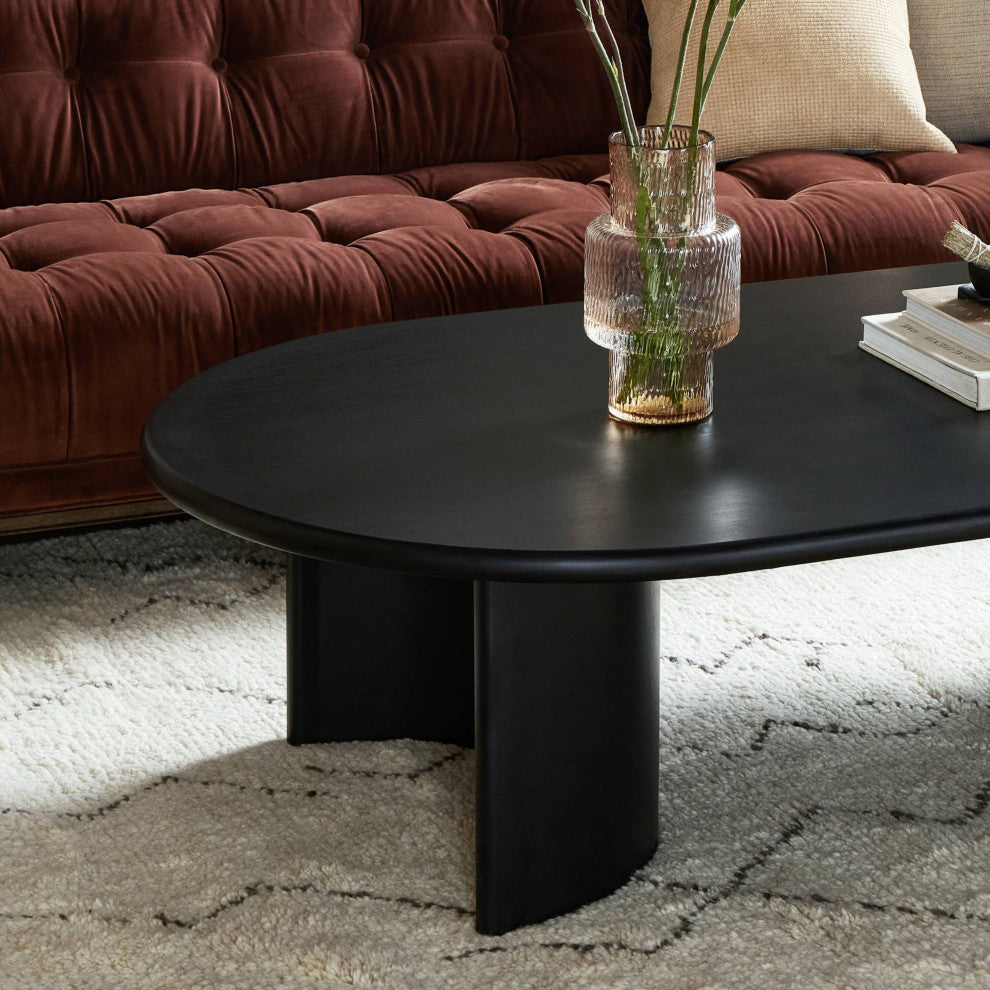 Paden Large Coffee Table Aged Black Acacia, Aged Black Acacia Solid
