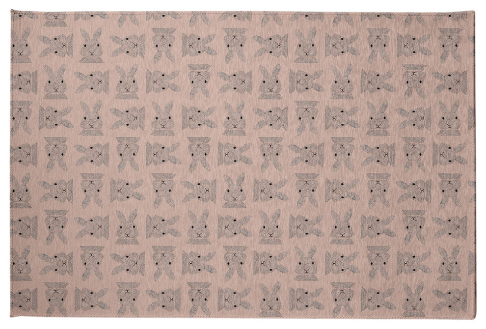 Criss Cross Bunnies Easter Chenille Rug, Sunwashed Red, 2'x3'