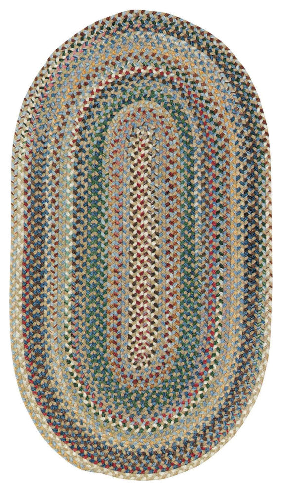Capel Sherwood Forest Light Blue 0980_400 Braided Rugs - 4' X 6' Oval