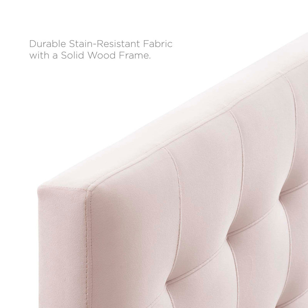 Lily Biscuit Tufted Full Performance Velvet Headboard Pink