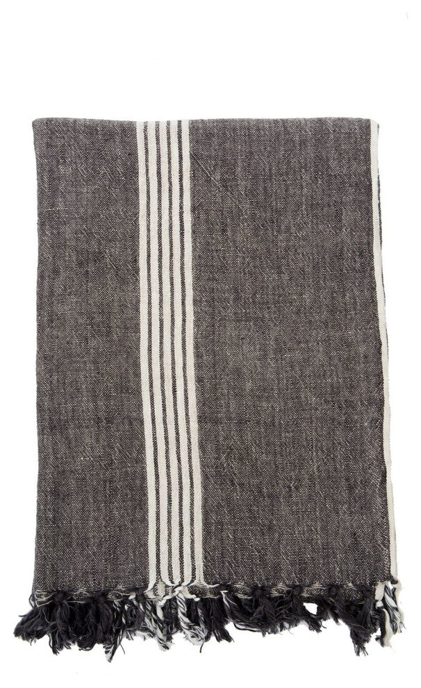 Marker Stripe Throw, 50"x70", Charcoal