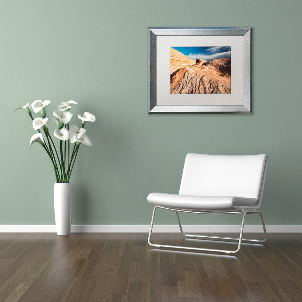 Michael Blanchette 'Stone on Fire' Art, Silver Frame, White Mat, 14x11