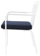 Side Dining Chair and Table Set, Aluminum, Metal, White Blue Navy, Outdoor