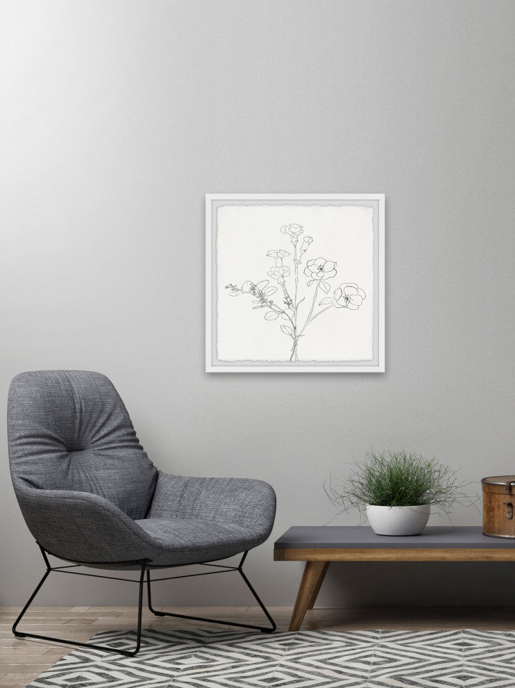 "Flower Sketch" Framed Painting Print, 32x32