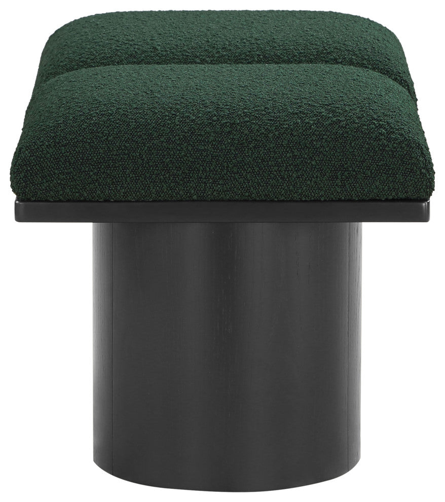 Pavilion Boucle Fabric Upholstered 2-Piece Modular Bench, Green, Black Finish