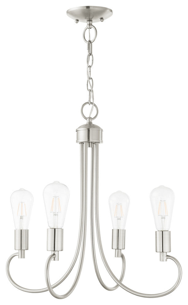 Livex Lighting Bari 4 Light Brushed Nickel Small Chandelier