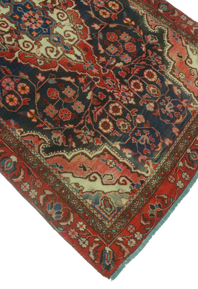 Vintage Distressed Royal Navy/Red Rug, 3'8x6'7