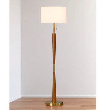 HOMEGLAM  Century 61"H  Wood Floor lamp, Brushed Brass