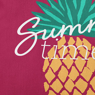 Summer Time Pineapple Polyester Indoor Pillow, Lipstick Pink, 16"x16"