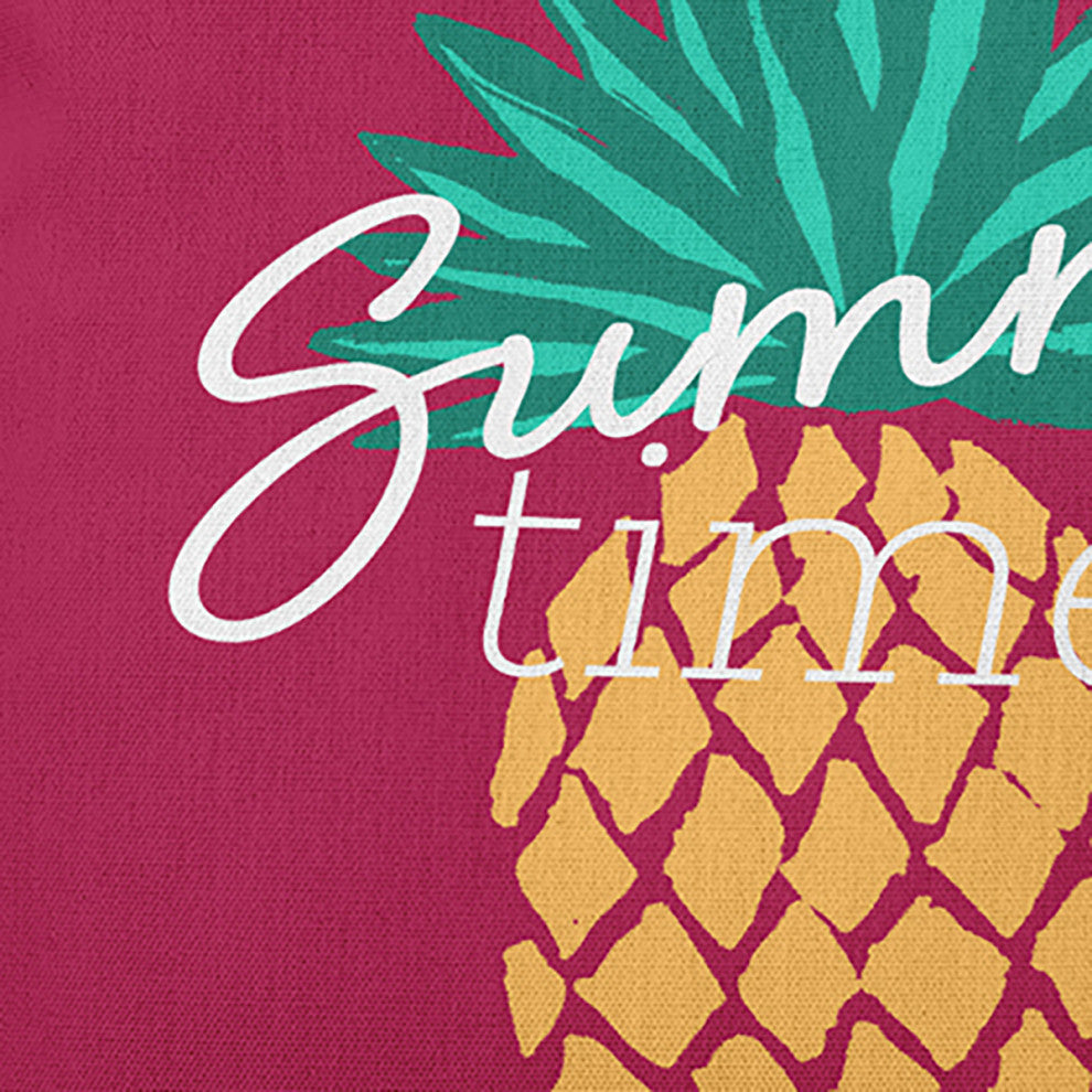 Summer Time Pineapple Polyester Indoor Pillow, Lipstick Pink, 16"x16"