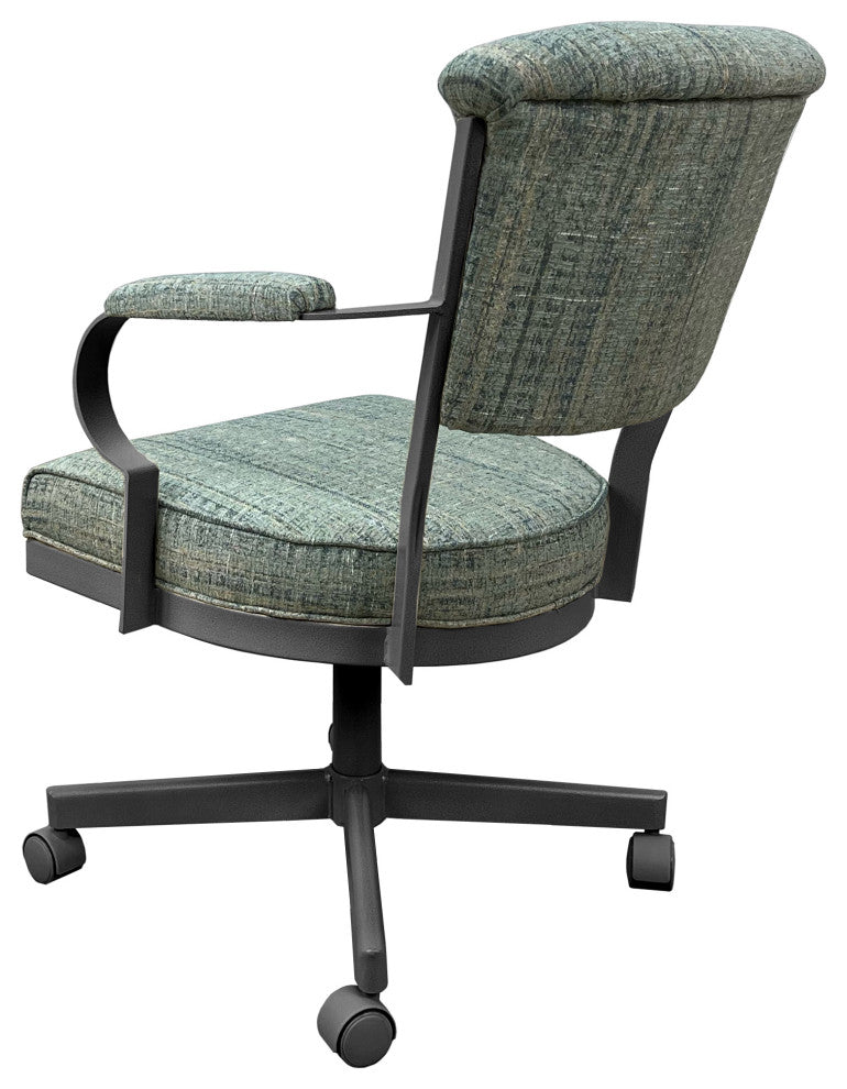 Miami Swivel Metal Dining Caster Chair - Reading Base, Watusi Aquatint, Gray