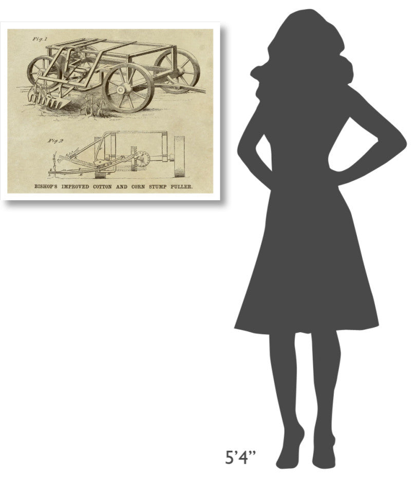 "Bishop's Improved Cotton and Corn Stump Puller" Print by Inventions, 32"x26"