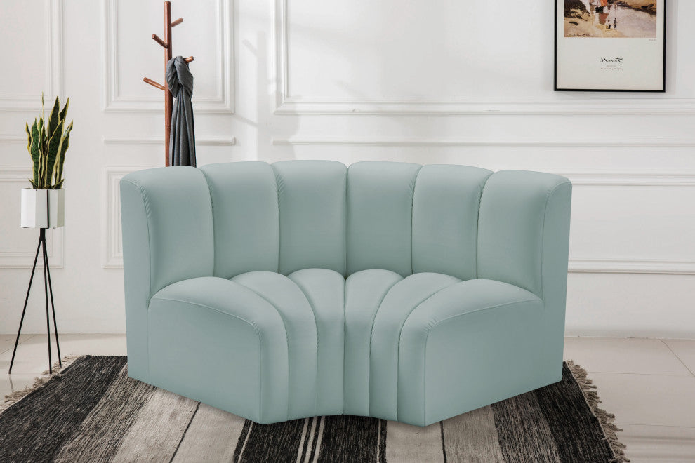 Arc Vegan Leather Upholstered 2-Pc. Inward Curved Modular Sectional, Green