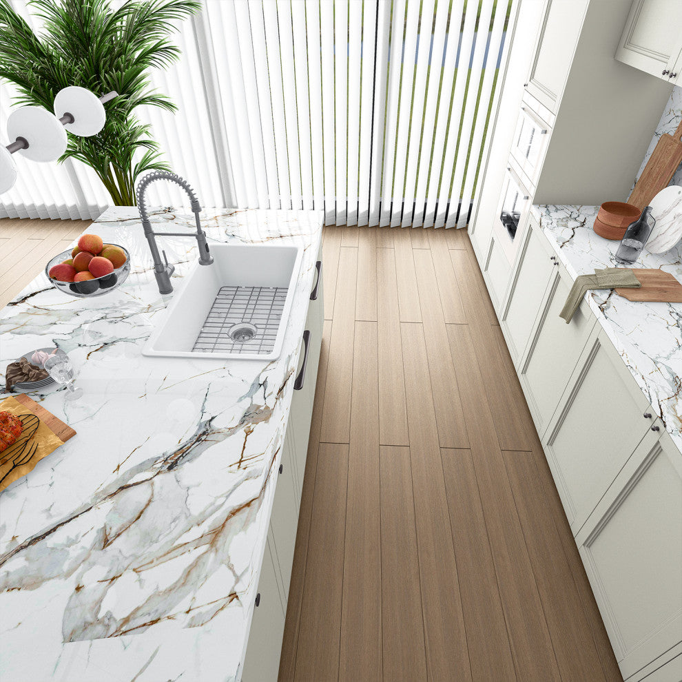 Sinber 32" Drop in Single Bowl Kitchen Sink with Fireclay White Finish