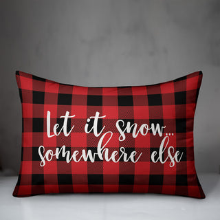 Let It Snow Somewhere Else, Buffalo Check Plaid 14x20 Lumbar Pillow