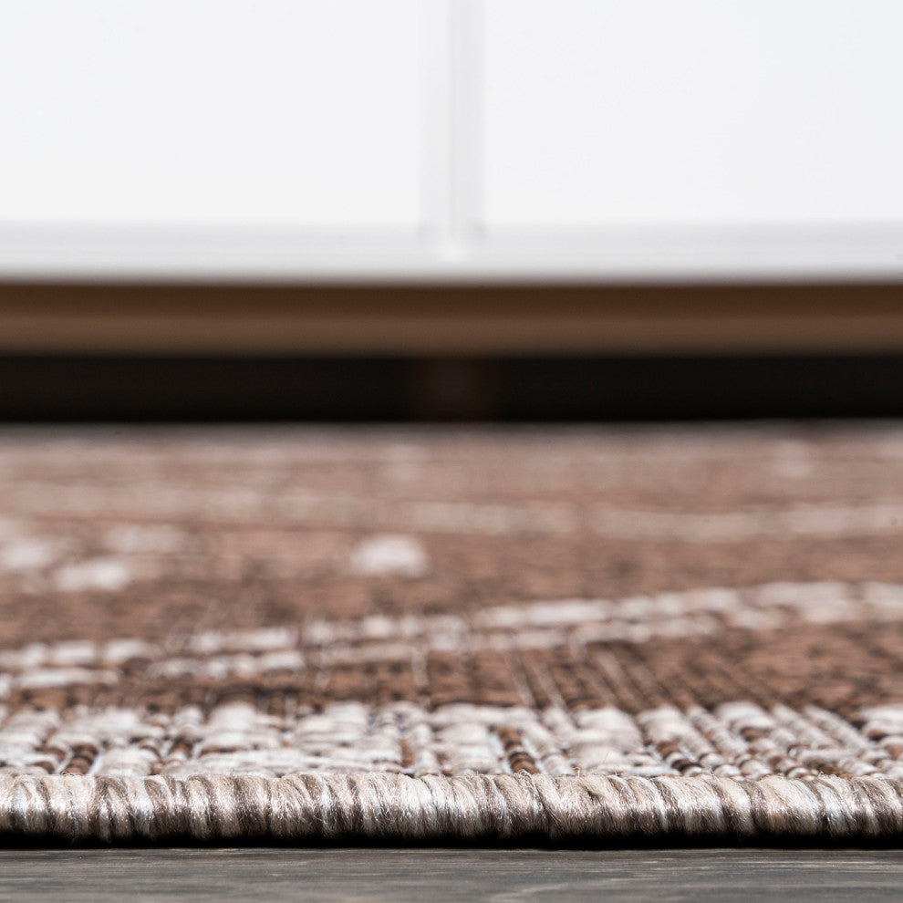Marokko Diamond Tribal Indoor/Outdoor Rug, Brown/Beige, 2 X 8