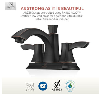 ANZZI Vista Series 4 in. Centerset 2-Handle Mid-Arc Bathroom Faucet, Oil Rubbed Bronze