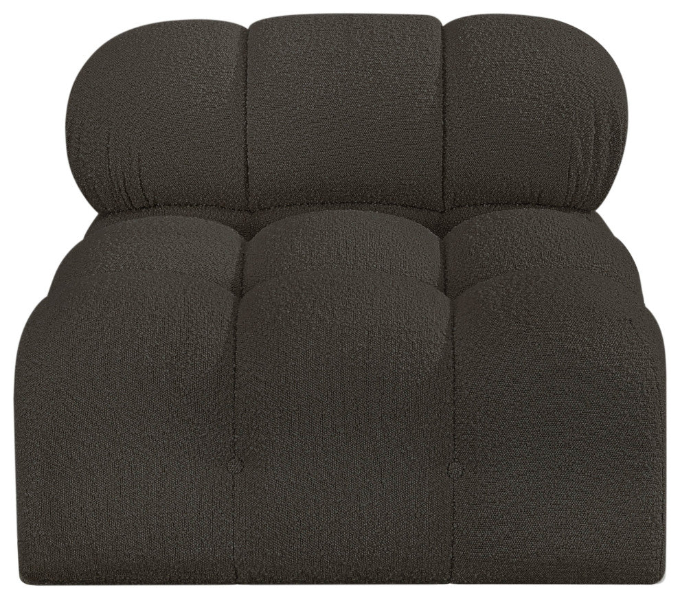 Ames Boucle Fabric Modular Chair, Brown, Armless Chair