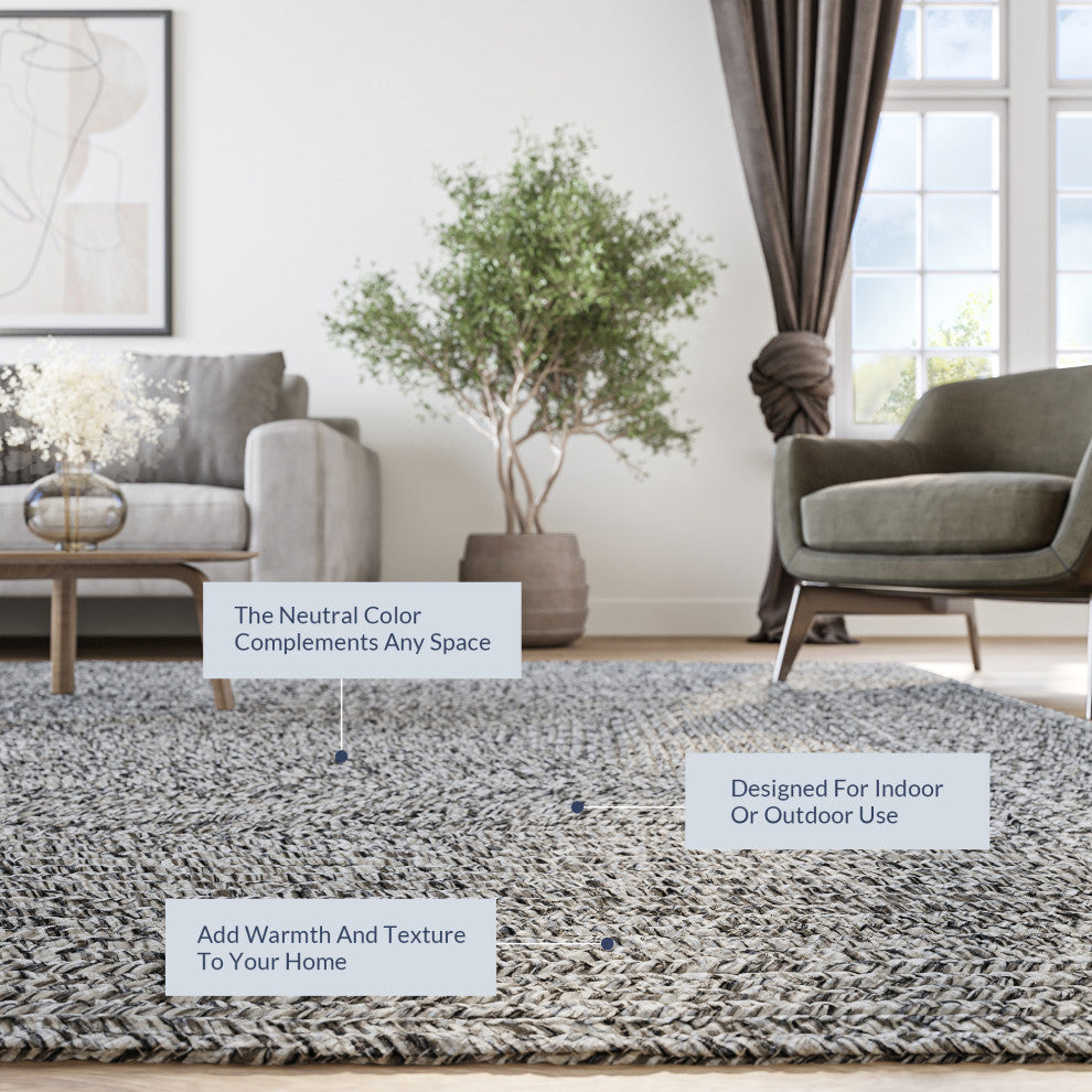 8' x 10' Modern Solid Colored Indoor Outdoor Area Rug - Light Gray