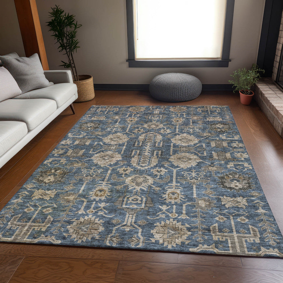 Premium Machine Washable Mayfield AMF697 Navy 2'6" x 3'10" Rug
