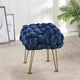 Crushed Velvet Pouf Stool, Midnight Blue, 16''x16''x16''