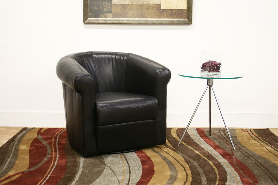 Julian Black Brown Faux Leather Club Chair With 360 Degree Swivel (Set of 2)