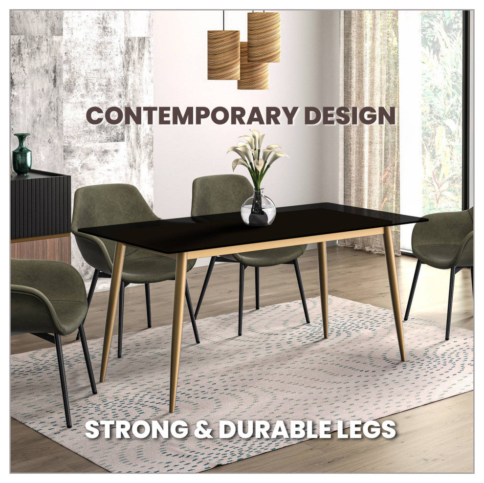 Zayle Dining Table with Rectangular Tabletop in Steel, Black, 71" Wide