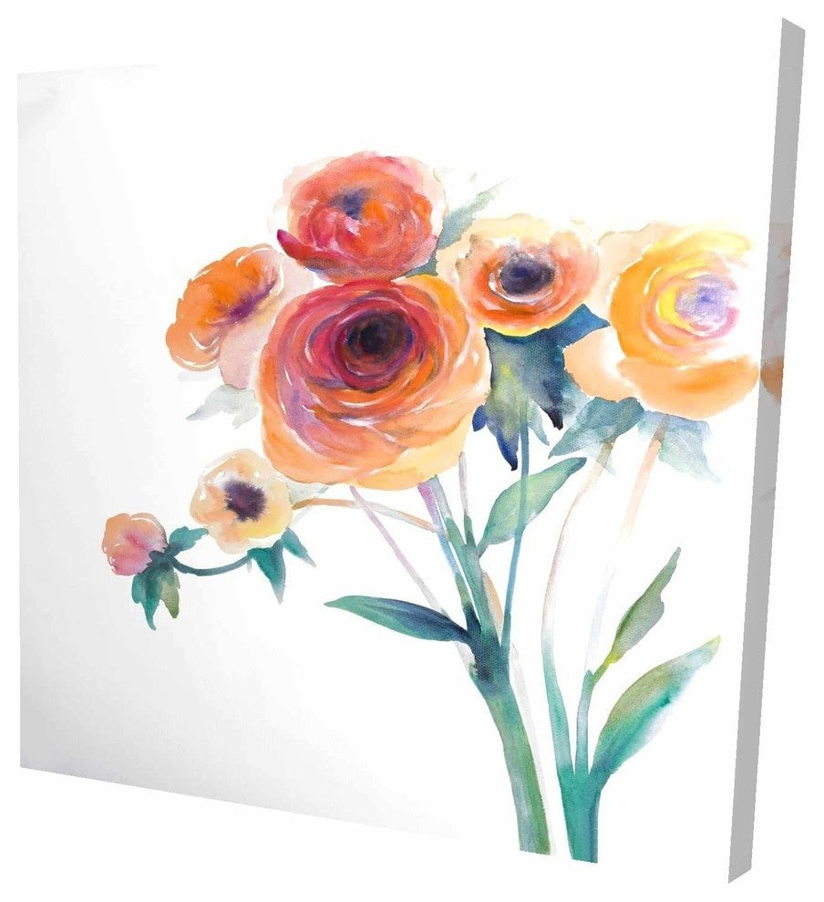 Watercolor Flowers, Fine Art Gallery Wrapped Canvas, 24"x24"