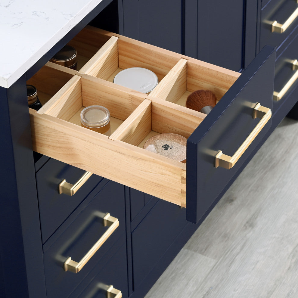 48" Bathroom Cabinet Countertop Set, Blue, Center