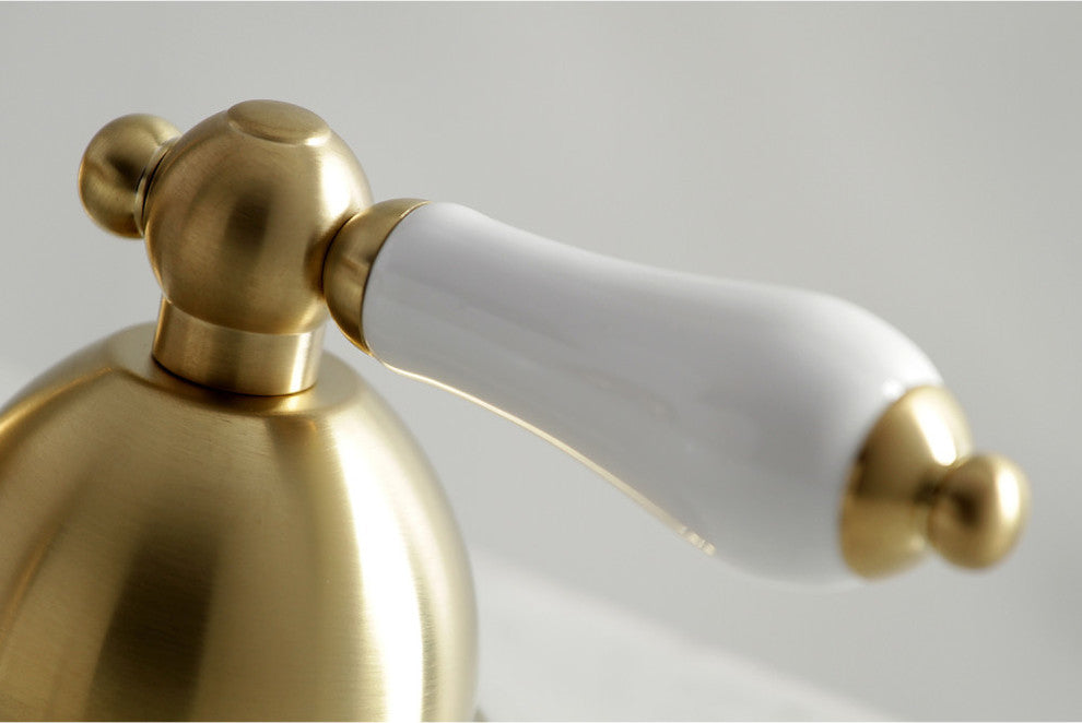 Kingston Brass Widespread Bathroom Faucet With Brass Pop-Up, Brushed Brass
