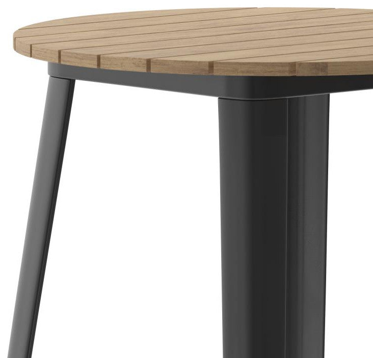 Declan Commercial Indoor/Outdoor Round Bar Top Table, 30", Brown/Black