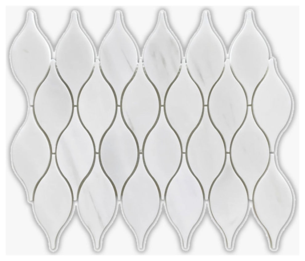 Bianco Dolomiti Polished Long Arabesque Marble Mosaic