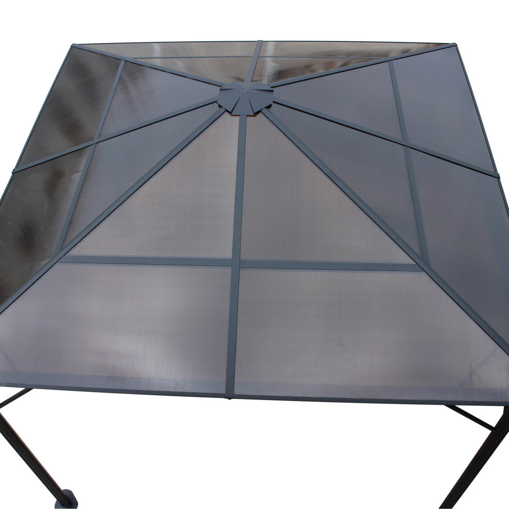 GDF Studio Halley Outdoor 10'x10' Aluminum Framed Gazebo, No Curtains, Black