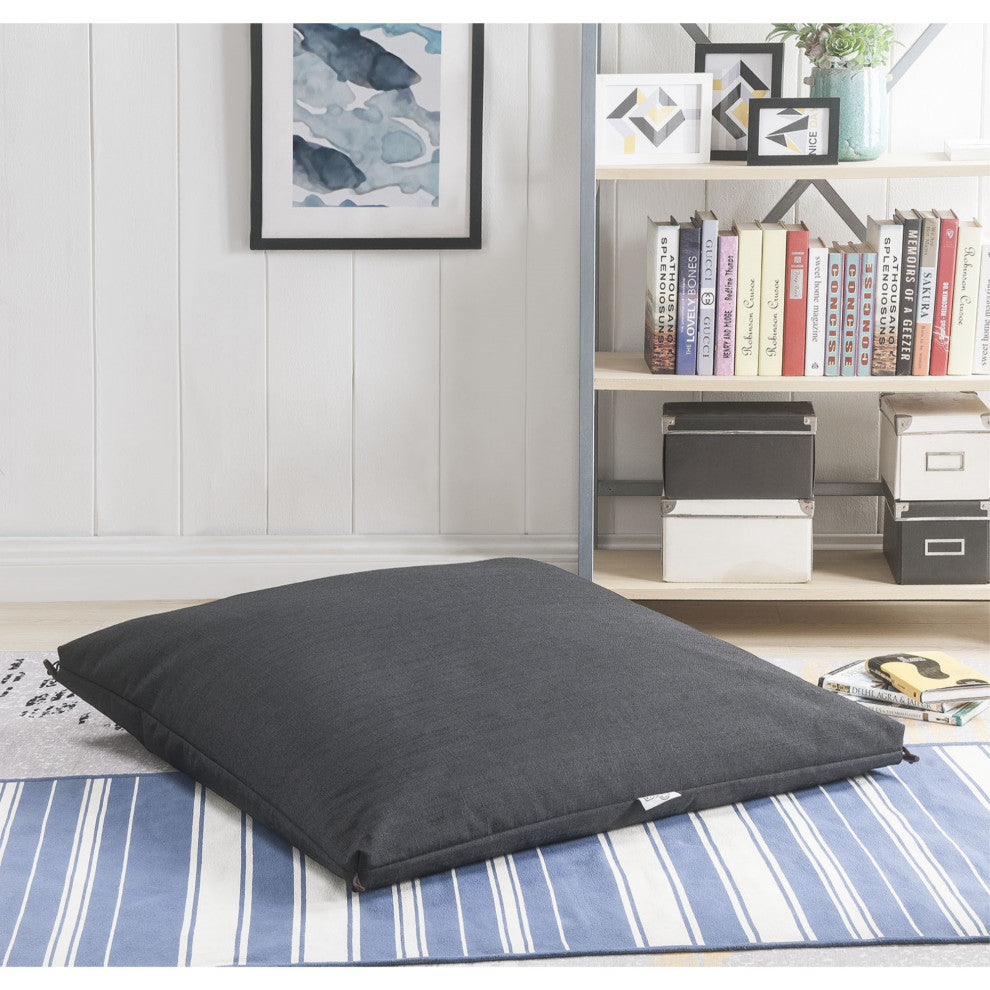 Loungie Magic Pouf Beanbag 3-in-1 Ottoman/Chair/Floor Pillow, Black Linen