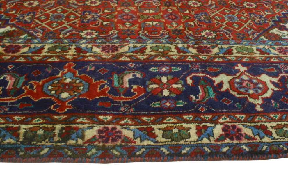 Fine Vintage Distressed Norbert Red/Navy Rug, 6'7x9'9